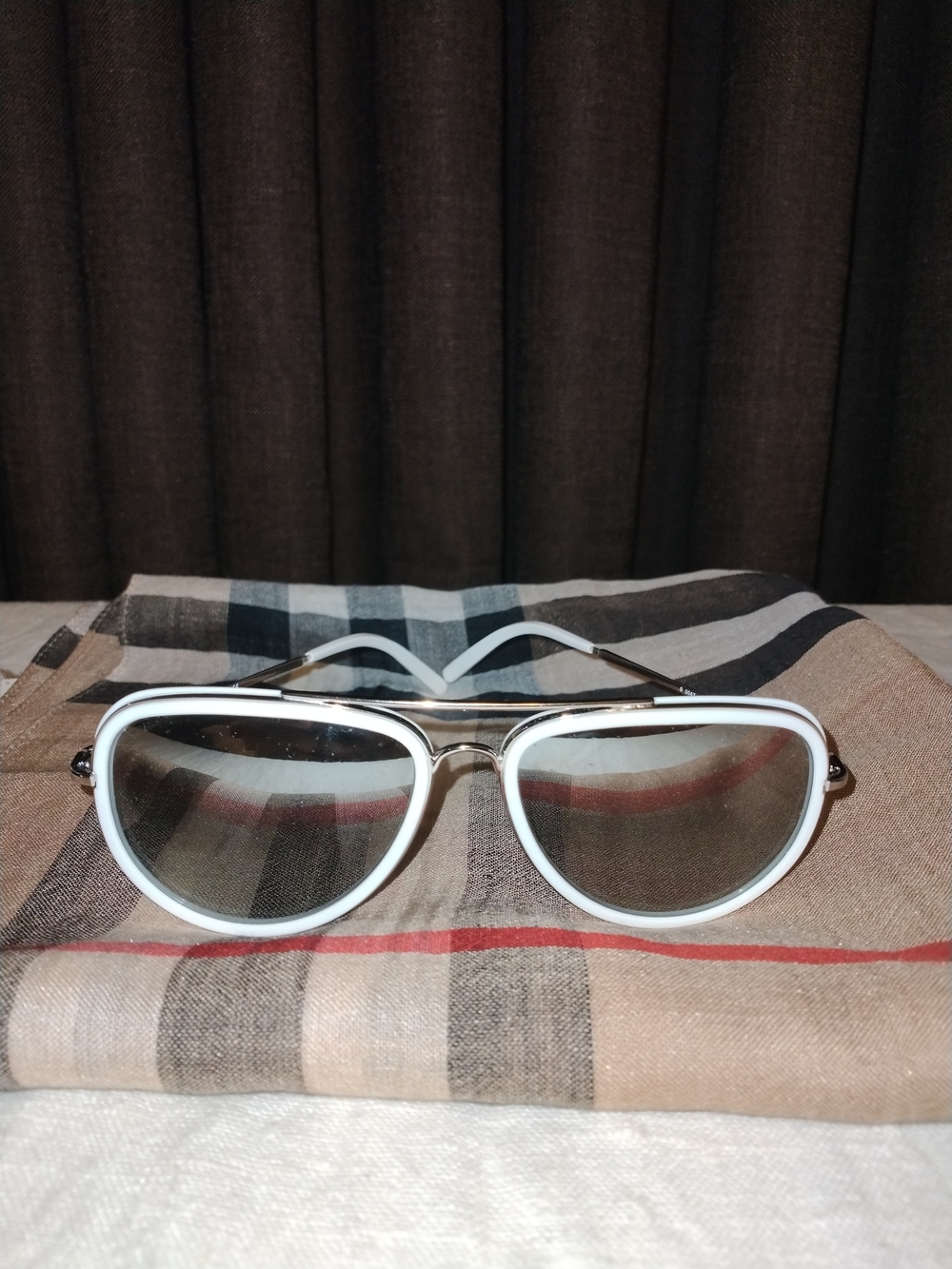 Burberry Aviator White Sunglasses with Silver Accents